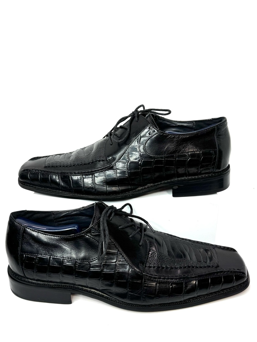 Stacy Adams Men Black Leather Crocodile Print Oxford Dress Shoe, Size 13 M